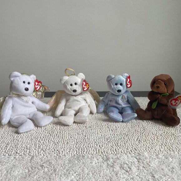TY BEANIE BABY LOT OF FOUR (4) BEANIE BABIES BEARS AND OTTER - Picture 1 of 5